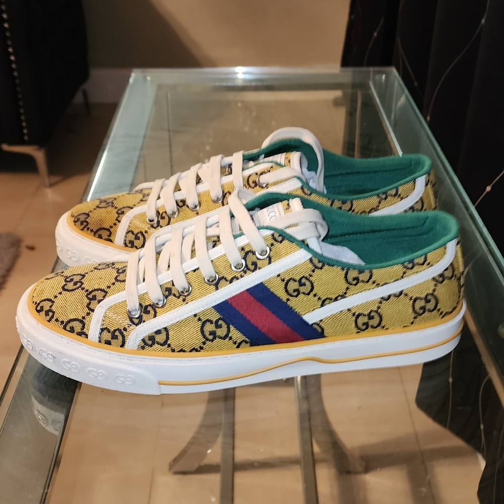 Gucci Yellow and Green Logo Sneakers - Picture 2 of 10